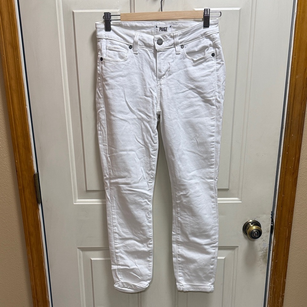 PAIGE Women's Crisp White Kylie Crop Straight Leg Jeans size 26